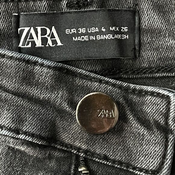 Zara SZ 4 The Skinny Jeans Hi-Rise Stretch Zip-Fly Pocket Distressed Frayed Hems - Picture 8 of 9